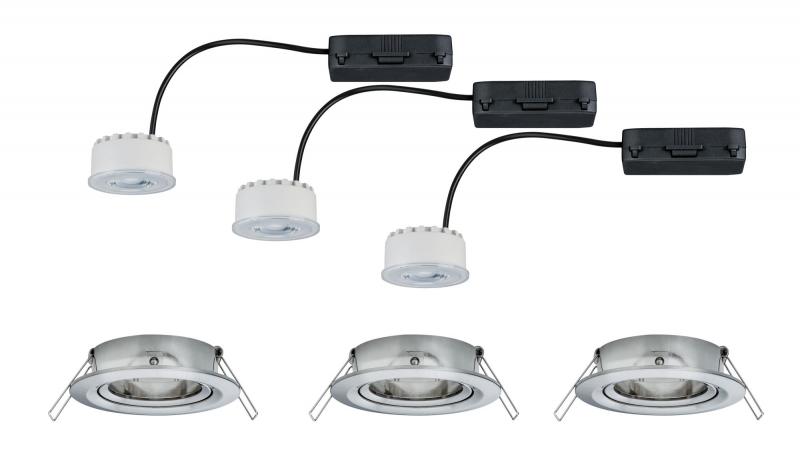 Paulmann 93944 Premium Einbauleuchte Set Reflector Coin rd schwb. dimmbar LED 3x6.8W Eisen