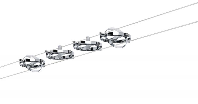 Paulmann 94144 Seilsystem Cardan - 5m Komplettset in Chrom mit 4 Spots ohne LM