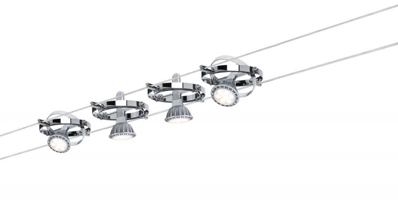 Paulmann 94144 Seilsystem Cardan - 5m Komplettset in Chrom mit 4 Spots ohne LM