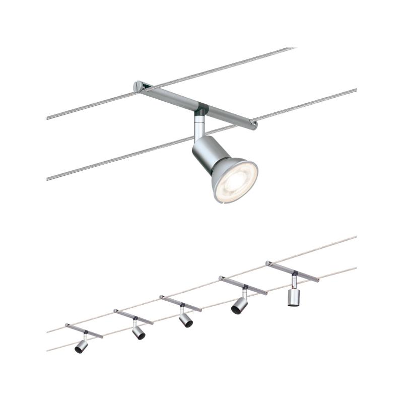 Paulmann 94145 Seilsystem Spice Salt - 5m Komplettset in Chrom mit 5 Spots ohne LM