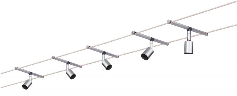 Paulmann 94145 Seilsystem Spice Salt - 5m Komplettset in Chrom mit 5 Spots ohne LM