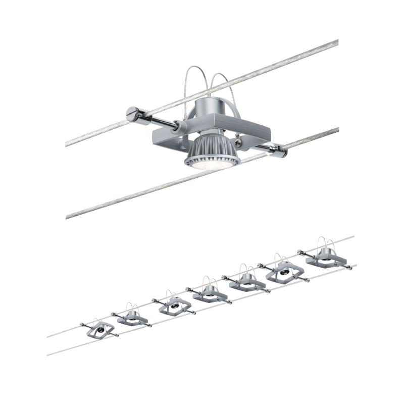 Paulmann 94152 Seilsystem Set MacII - 5m Komplettset in Chrom mit 7 Spots ohne LM
