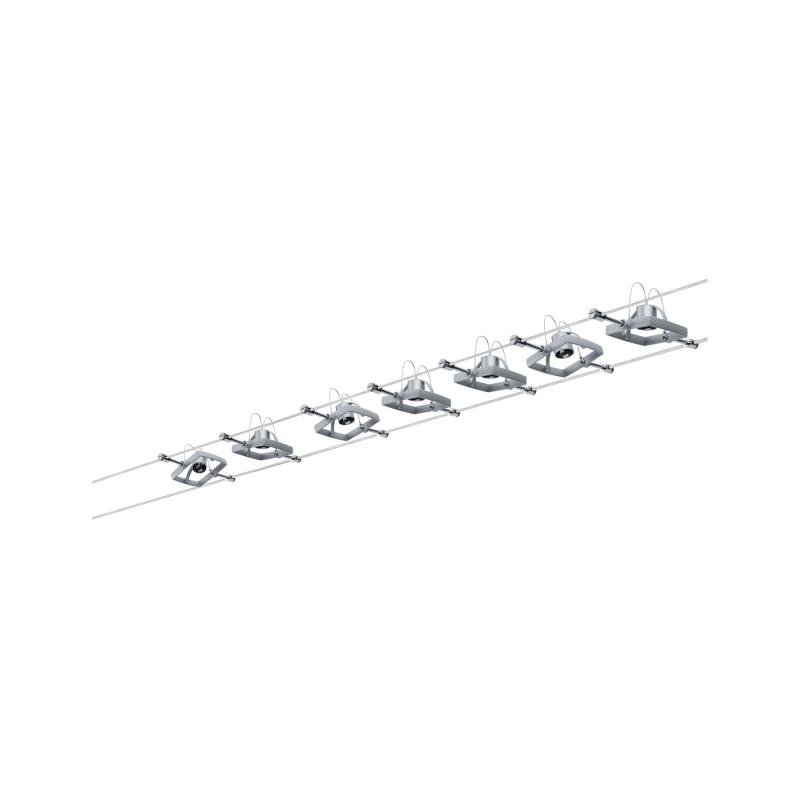 Paulmann 94152 Seilsystem Set MacII - 5m Komplettset in Chrom mit 7 Spots ohne LM