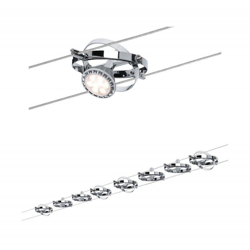 Paulmann 94153 Seilsystem Cardan Set - 5m Komplettset in Chrome mit 8 Spots ohne LM
