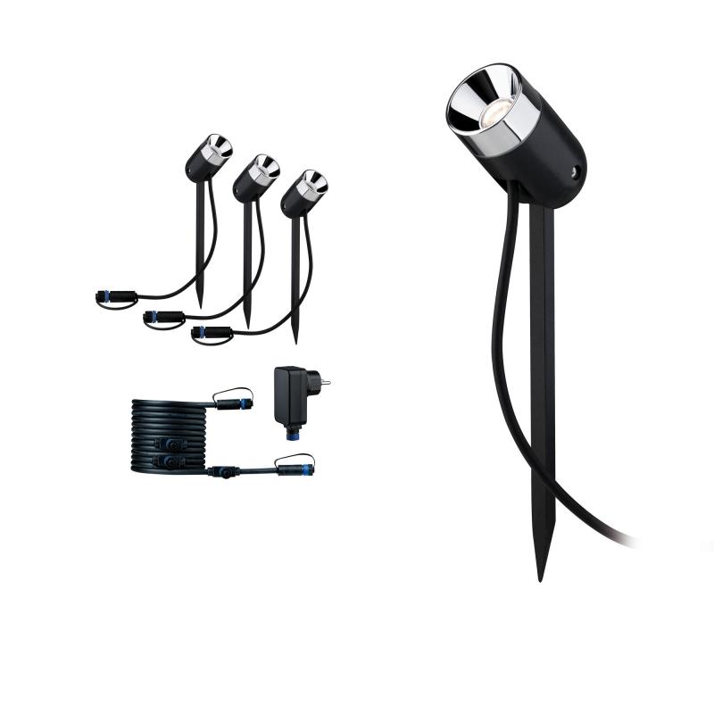 Paulmann 94242 Outdoor Plug&Shine Spot Pike 3er-Set 24V Garten Erdspießleuchten