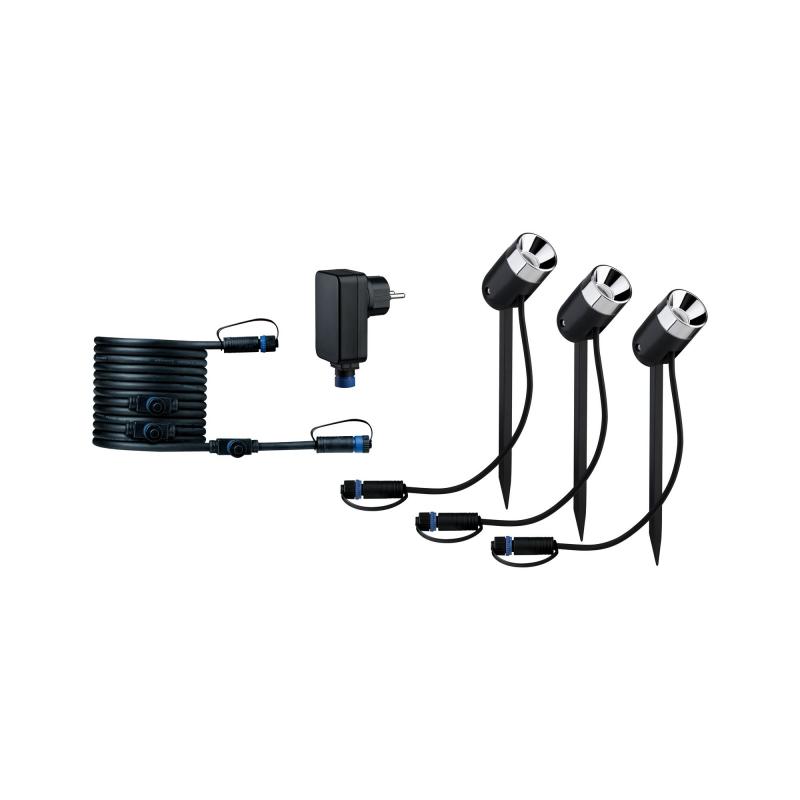 Paulmann 94242 Outdoor Plug&Shine Spot Pike 3er-Set 24V Garten Erdspießleuchten