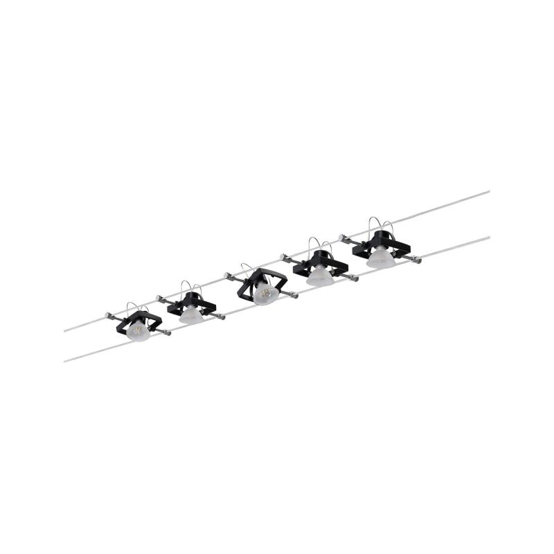Paulmann 94290 Seilsystem Set Mac II - 5m Komplettset in Schwarz matt mit 5 Spots ohne LM