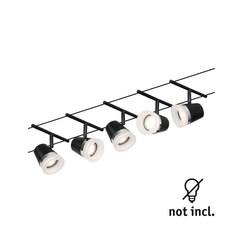Paulmann 94463 Seilsystem Basis Set Cone 5-flammig matt Chrom GU5,3 12V DC