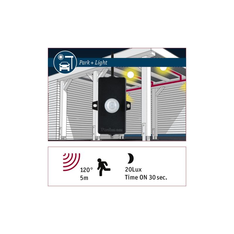 Paulmann 94556 Park + Light Controller Bewegungsmelder Spritzwasser geschützt  max. 24W Schwarz