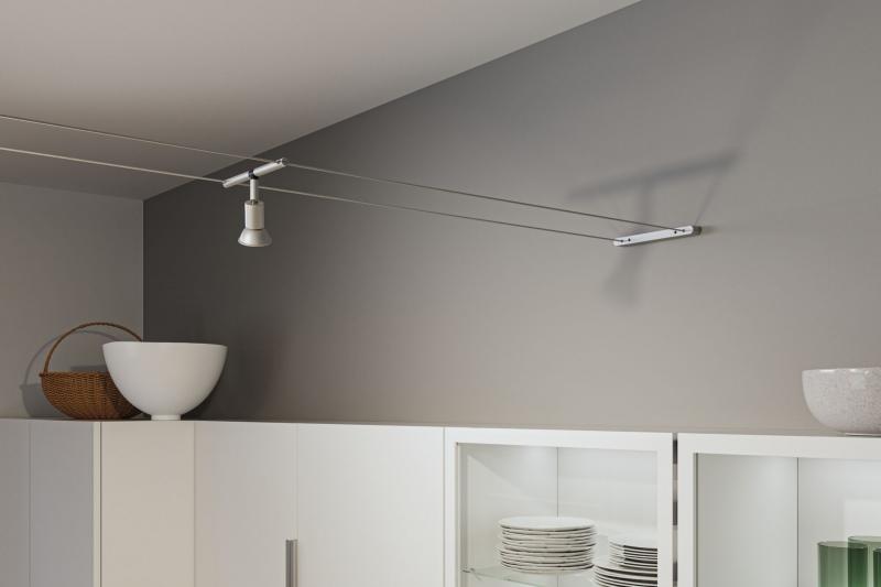 Paulmann 94603 3er-Set CorDuo Seilsystem Montageset Halterung Chrom matt