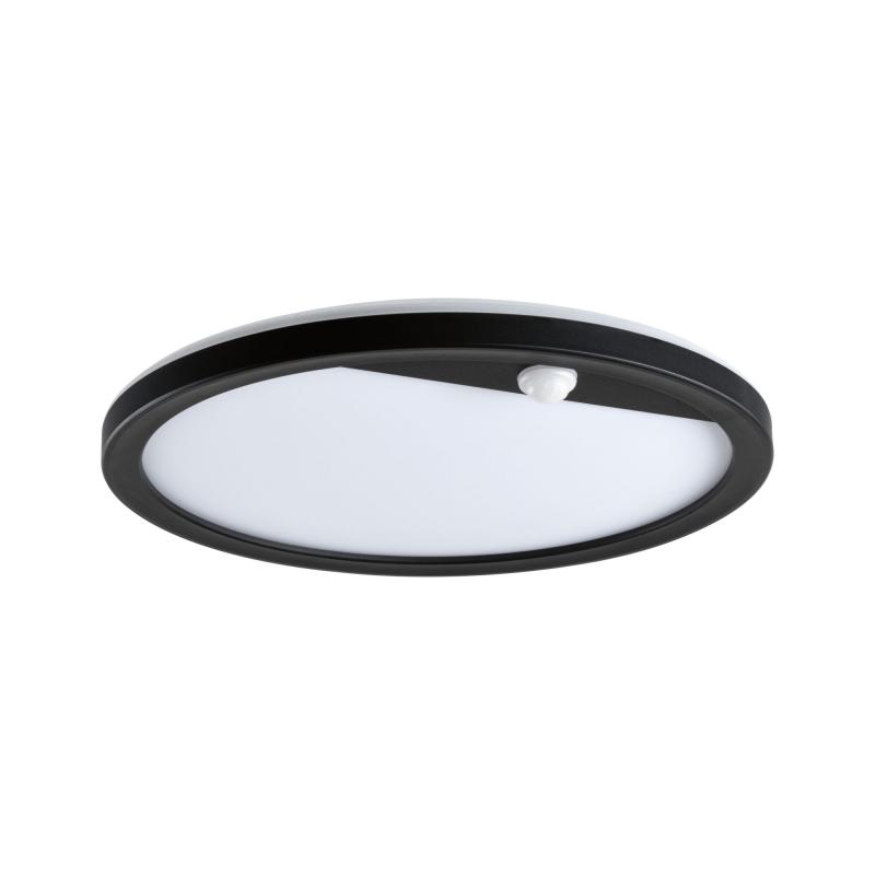 Paulmann 94664 LED Außenpanel Lamina Backlight Bewegungsmelder seewasserresistent Spritzwasser geschützt rund 280mm warmweiß 14,5W Schwarz Kunststoff