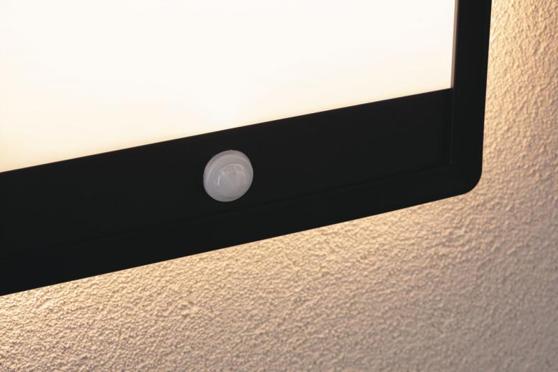 Paulmann 94665 LED Außenpanel Lamina Backlight Bewegungsmelder IP44 eckig warmweiß 14,5W Schwarz