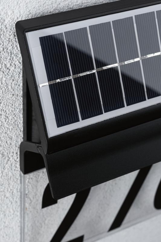 Paulmann 94694 Solar LED Hausnummernleuchte Neda Spritzwasser geschützt warmweiß Schwarz