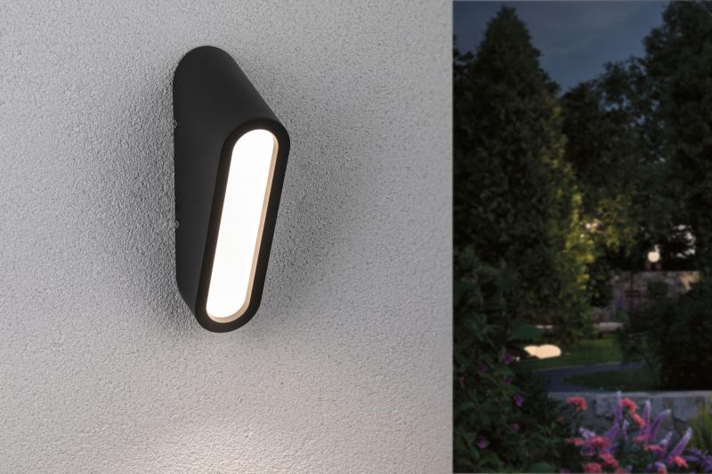 Paulmann 94733 LED Außenwandleuchte Cliff seewasserresistent Spritzwasser geschützt  64x116mm warmweiß 9,5W Anthrazit Aluminium