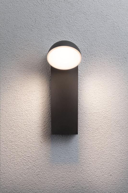 Paulmann 94738 LED Außenwandleuchte Puka modern seewasserresistent Spritzwasser geschützt rund 110x125mm warmweiß 8,5W Anthrazit Aluminium