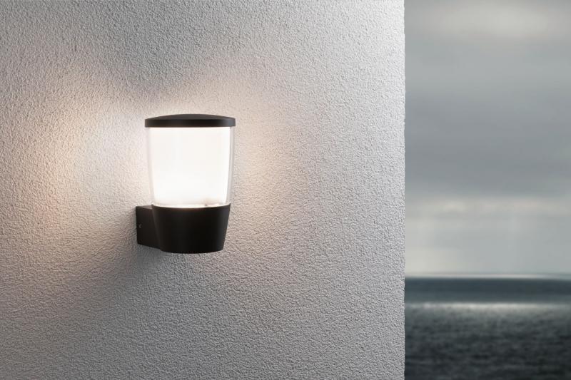 Paulmann 94740 LED Außenwandleuchte Bako modern seewasserresistent Spritzwasser geschützt 110x140mm max. 20W Anthrazit Aluminium