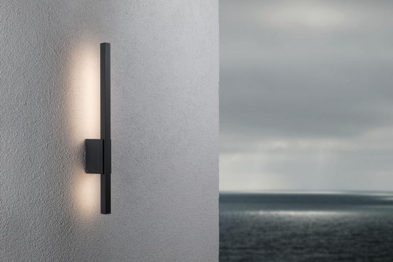 Paulmann 94743 LED Außenwandleuchte Stan modern seewasserresistent Spritzwasser geschützt  600mm warmweiß 9W 220lm 230V  Anthrazit  Aluminium