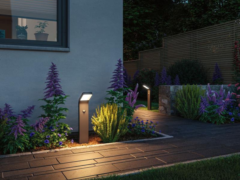 Paulmann 94747 LED Pollerleuchte Kulma modern Bewegungsmelder seewasserresistent Spritzwasser geschützt 500mm warmweiß 7,5W Anthrazit Aluminium