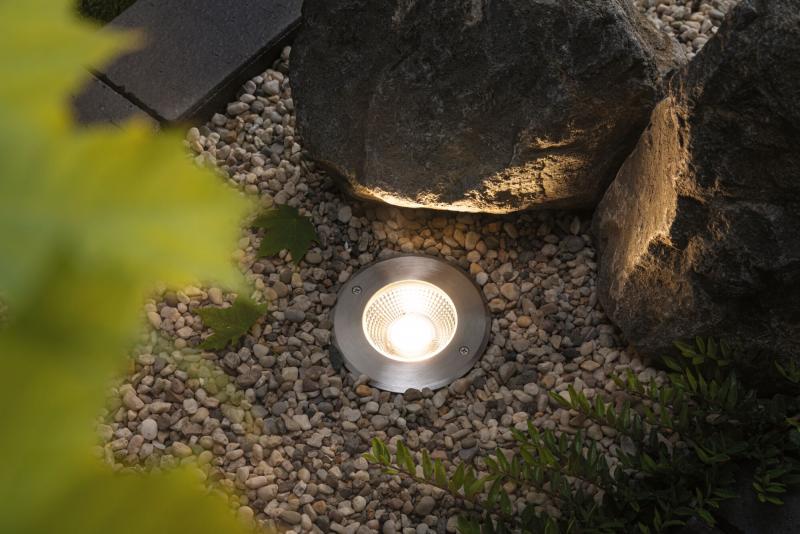Paulmann 94748 LED Bodeneinbauleuchte Vanea modern seewasserresistent staubdicht 1m unter Wasser geschützt rund 100mm warmweiß 3,5W Aluminium