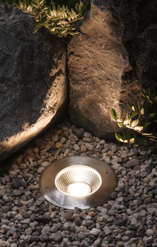 Paulmann 94748 LED Bodeneinbauleuchte Vanea modern seewasserresistent staubdicht 1m unter Wasser geschützt rund 100mm warmweiß 3,5W Aluminium