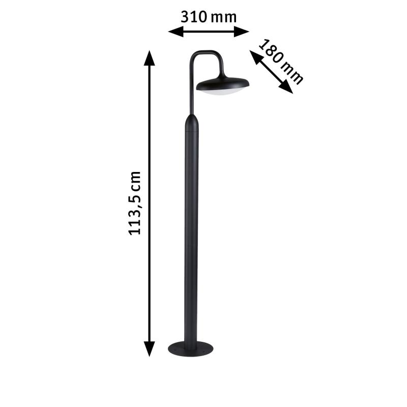 Paulmann 94760 LED Pollerleuchte Nostro modern seewasserresistent Spritzwasser geschützt rund warmweißes Licht Anthrazit