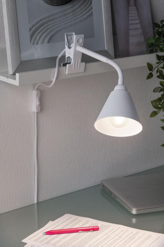 Paulmann 95431 AS Klemml Vitis E14 weiß Flexarm Schnurschalter Kabell 1,50m - Assistance-Leuchte