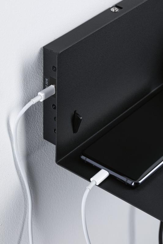 Paulmann 96775 Wandleuchte Devara USB C E27 230V max. 40W dimmbar Schwarz matt