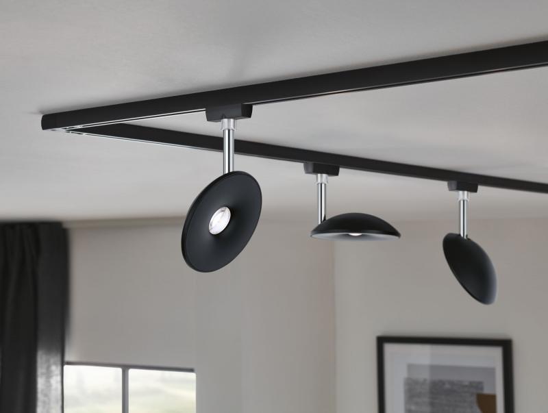 Paulmann 96802 URail LED Schienenspot Sphere Einzelspot 7,4W modern neutralweiß dimmbar Schwarz matt