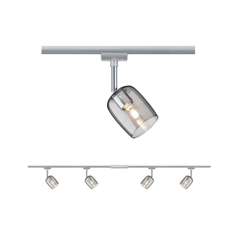Paulmann 96899 URail Set Blossom in Chrom/Rauch - 2m Schienensystem mit 4 Leuchten
