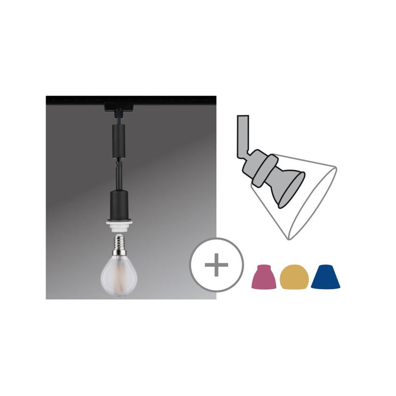 Paulmann 96912 URail DecoSystems Pendel max 1x20W E14 230V Schwarz matt, Stoffkabel