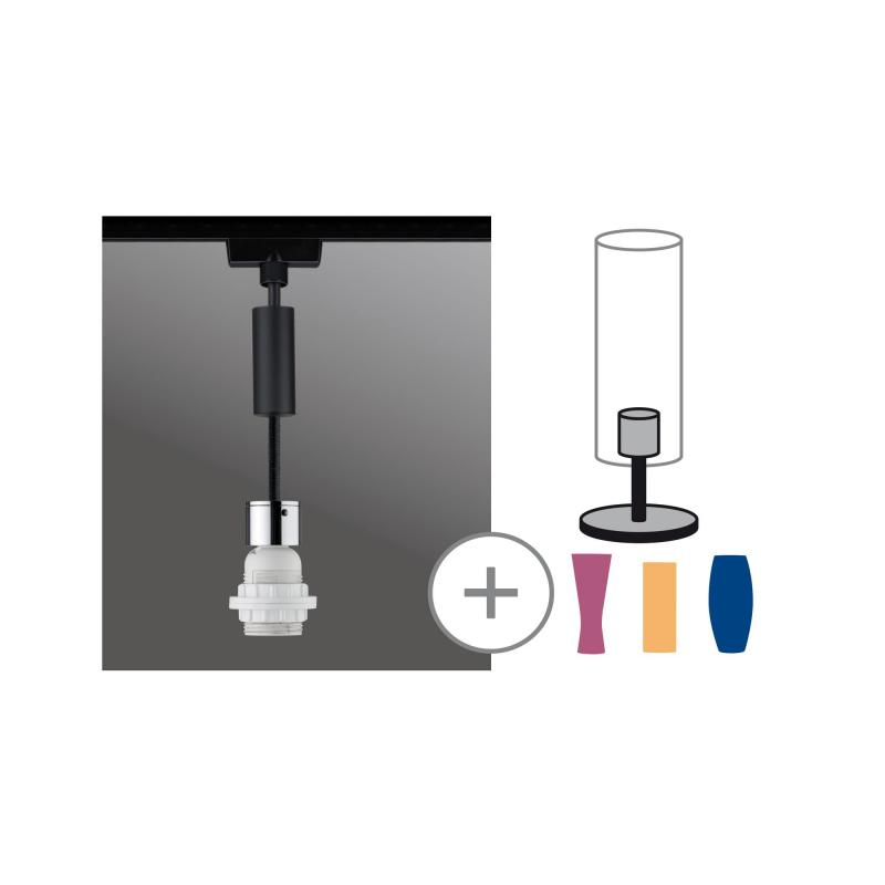 Paulmann 96919 URail 2Easy Basic Pendel max 20W E27 Schwarz matt/Chrom 230V Metall/Kunstst