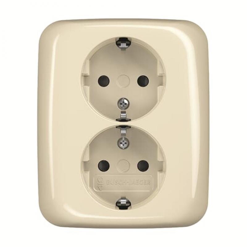 Busch-Jaeger 202 EUJB-212 SCHUKO Doppelsteckdose volle Abdeckung