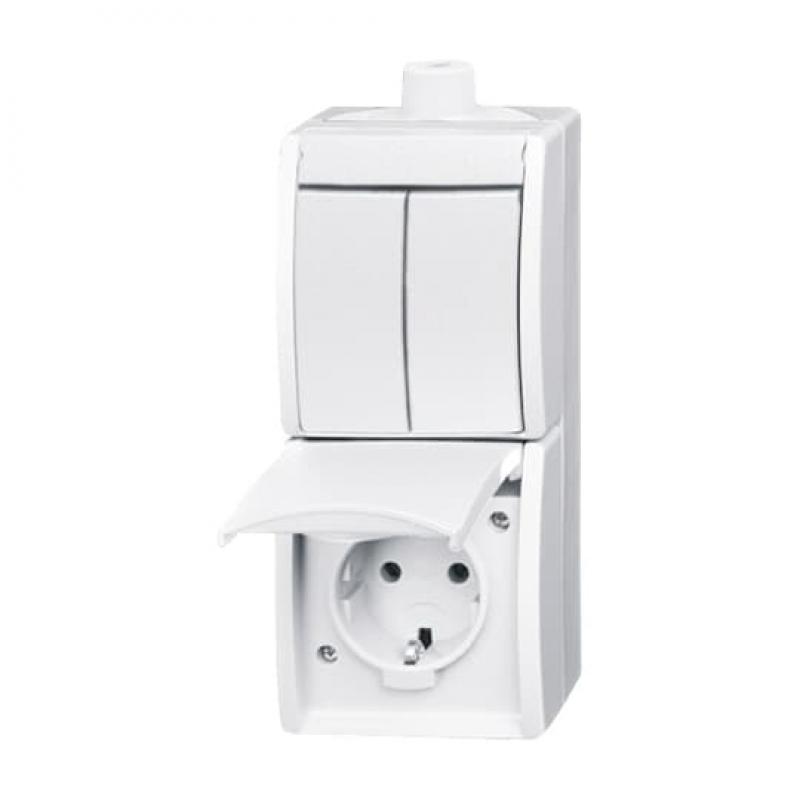 Busch-Jaeger 2601/5/20EW-54-503 Kombination SCHUKO® Steckdose mit Wippschalter Serienschaltung