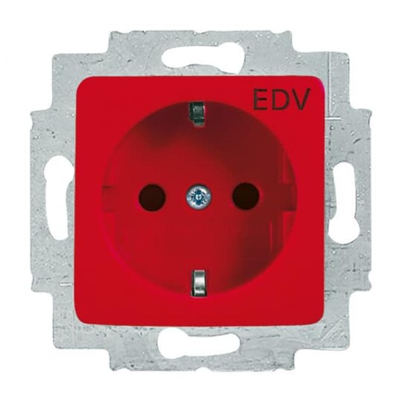 Busch-Jaeger 20 EUCQ/DV-217-101 SCHUKO® Steckdosen-Einsatz mit Aufdruck "EDV"