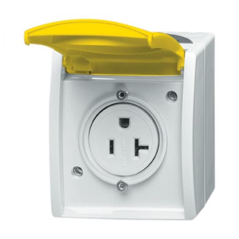 Busch-Jaeger 3016 EWN-53 Busch-Nema-Steckdose mit gelbem Klappdeckel