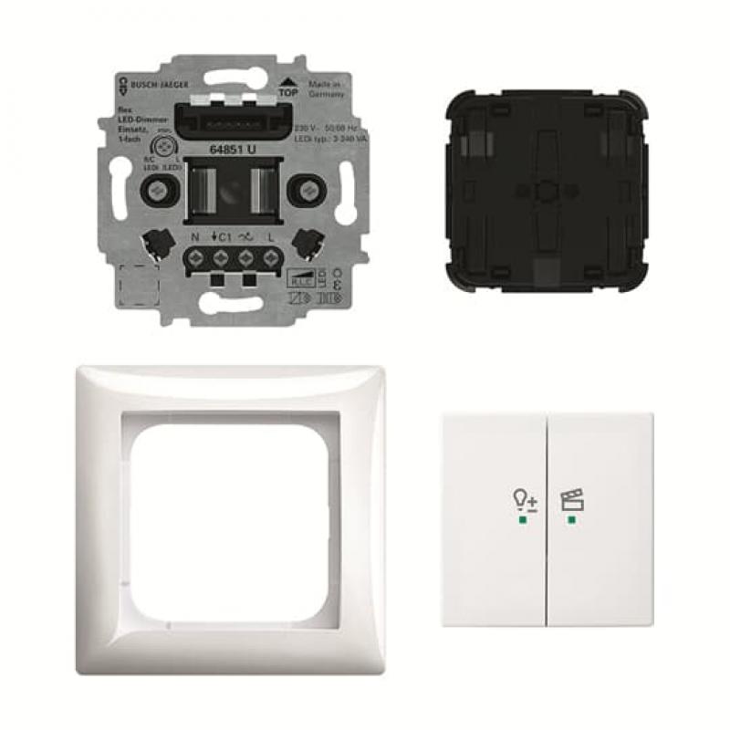 Busch-Jaeger 62851 UJ-914-WL LED-Dimmer flex 1-fach Komplettset Wireless Smart Home alpinweiß Busch-balance SI