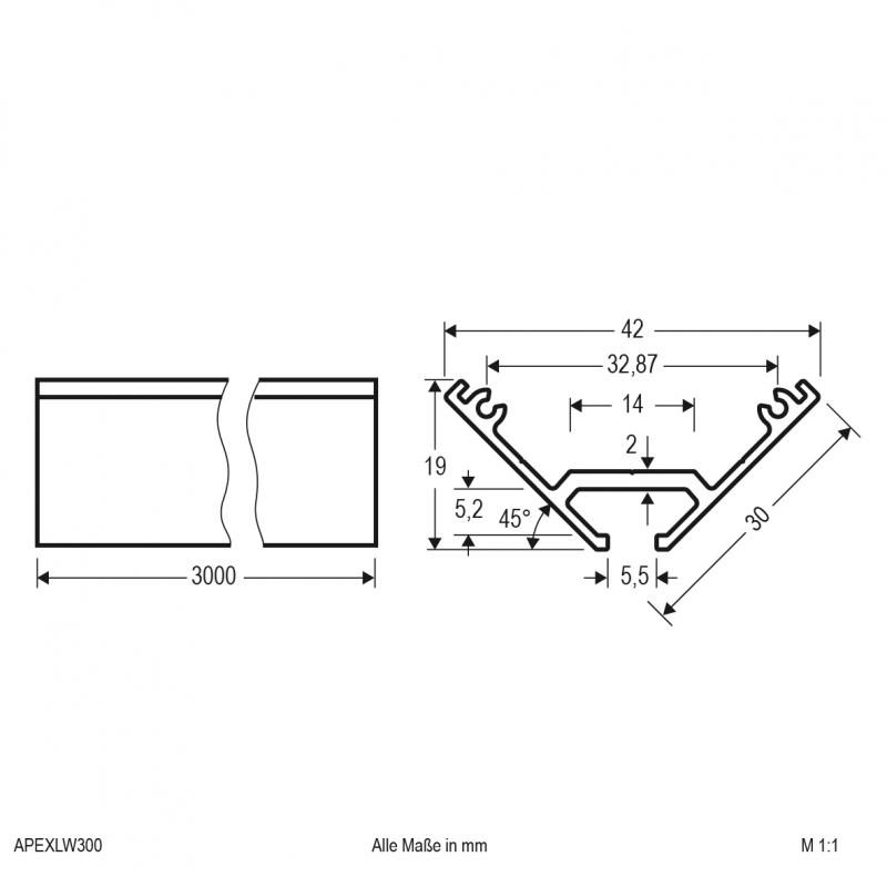 EVN Aluminium Eck-Profil für LED-Strips APEXLW300
