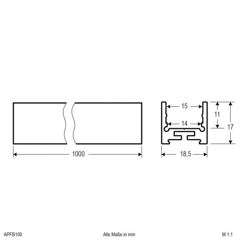 EVN Aluminium U-Profil (flach) für LED-Strips APFB100