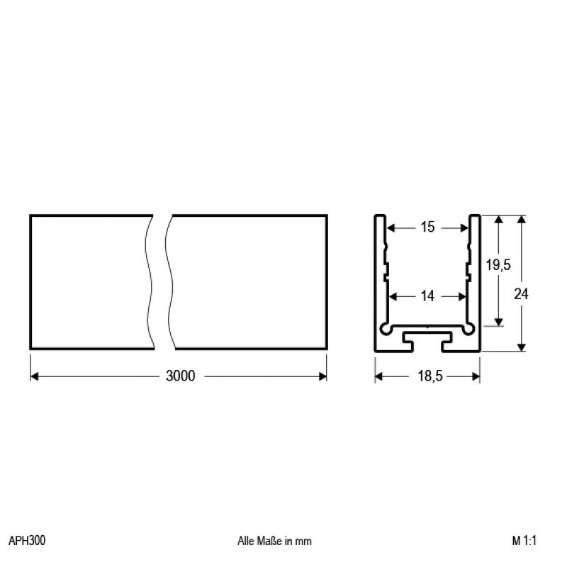 EVN Aluminium U-Profil (hoch) für LED-Strips APH300