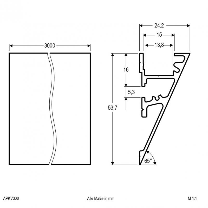 EVN Aluminium Wand-Profil (schräg) für LED-Strips APKV300
