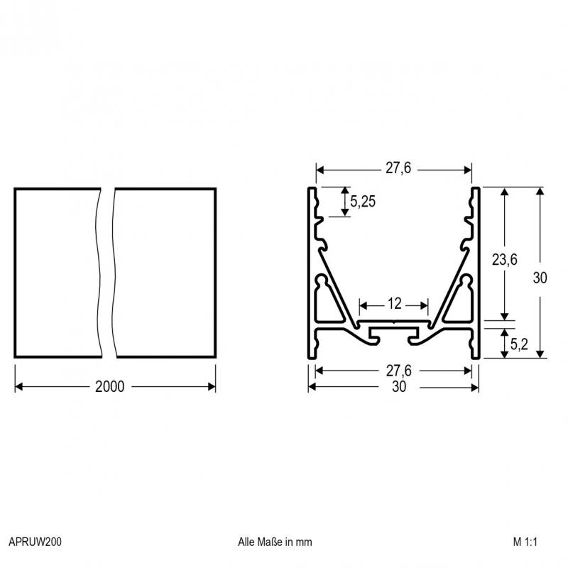 EVN Aluminium Profil für LED-Strips APRUW200