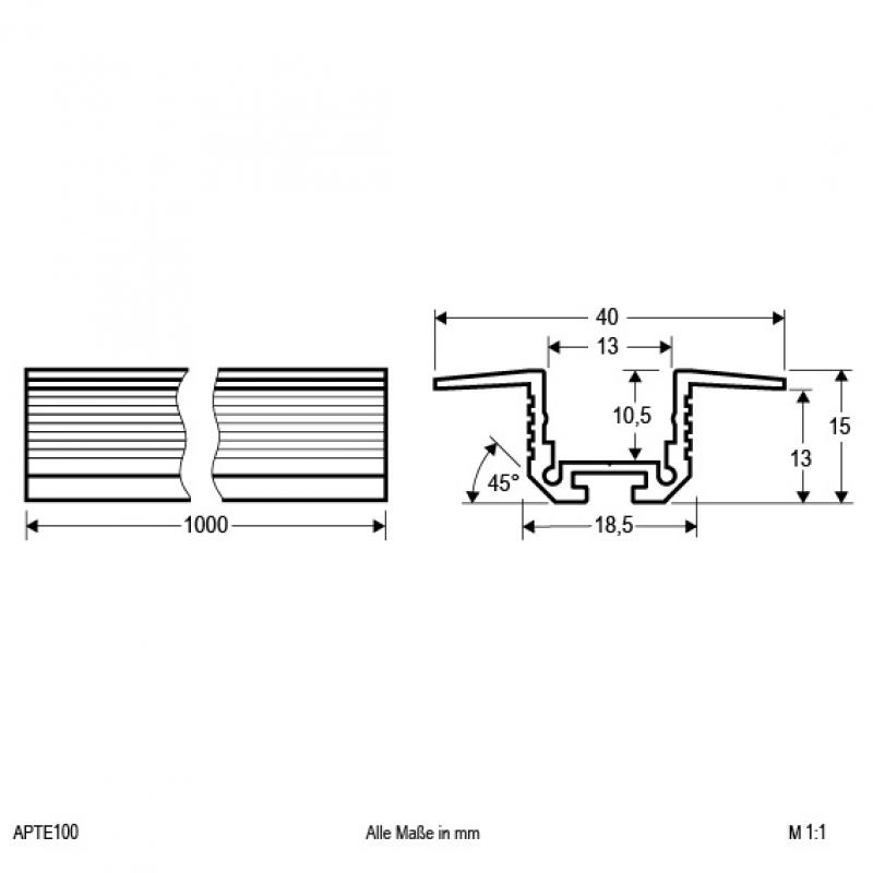 EVN Aluminium T-/Eck-Profil für LED-Strips APTE100