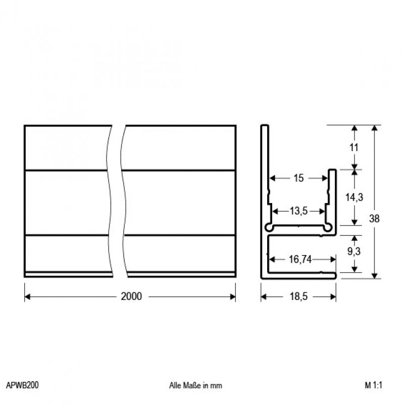 EVN Aluminium Profil für LED-Strips APWB200