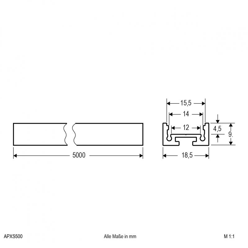 EVN Aluminium U-Profil (extra flach) für LED-Strips APXS500