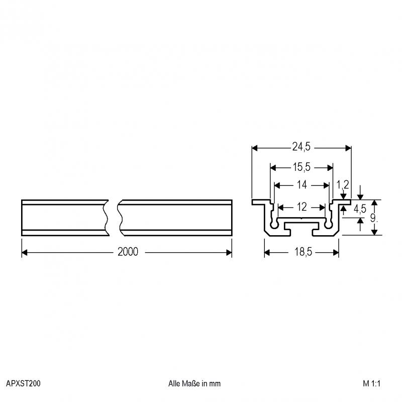 EVN Aluminium T-Profil (extra flach) für LED-Strips APXST200