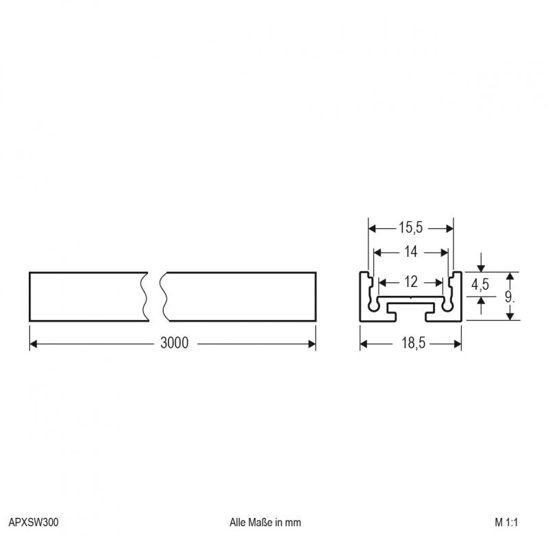 EVN Aluminium U-Profil (extra flach) für LED-Strips APXSW300