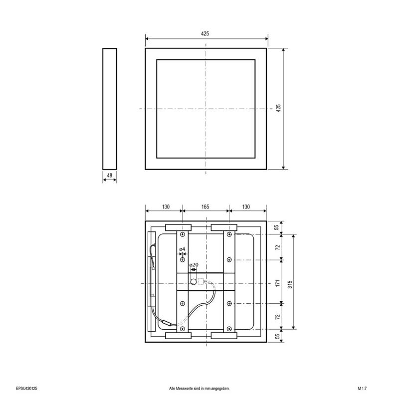 EVN EPSU420125 LED-Deckenpanel 425x425 mm Multilumen Multicolour IP40