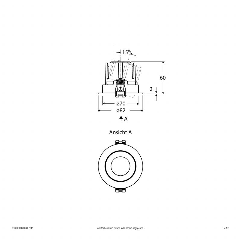 EVN F10RXXXM0630L38P COB-LED Deckeneinbauleuchte 6W 3000K Warmweiß 770lm schwenkbar Einbaudurchmesser 70mm