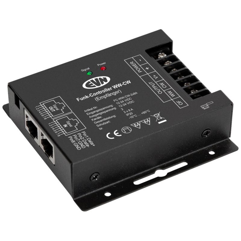 EVN Weiß-weiß-LED-Funk-Controller-Empfänger FCWWCW2X8A