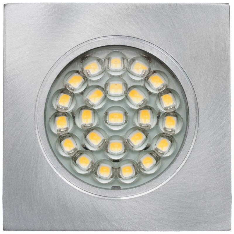 EVN LED Decken-Einbaustrahlerquad. silber IP20 12V/DC 2W 3000K warmweißes Licht EinbauØ55